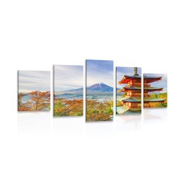 5 részes kép Chureito Pagoda és Fuji-hegy
