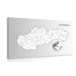 Kép fekete-fehér a Szlovák Köztársaság térképe