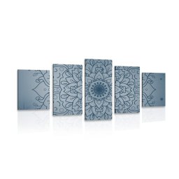 5 részes kép sötét kék Mandala virág