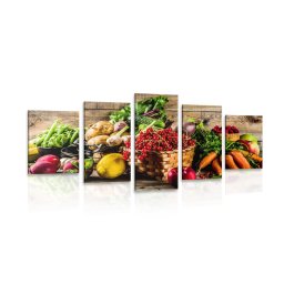 5 részes kép friss zöldség és gyümölcs