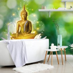 Öntapadó tapéta arany Buddha lótusz virágon