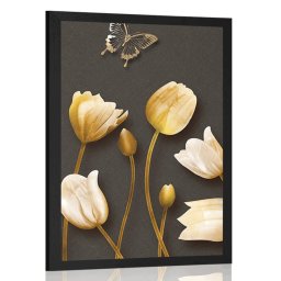 Poszter tulipánok arany motívummal