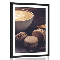 Poszter paszportuval kávé és csokis macaroons