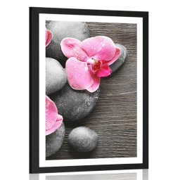 Poszter paszportuval elegáns kompozíció orchidea virágokkal