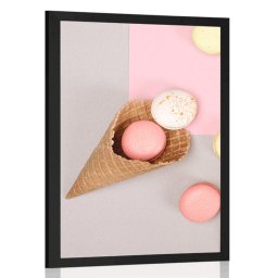 Poszter macaroons egy tölcsérben