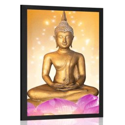 Poszter Buddha szobor lótusz virágon