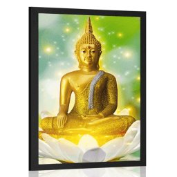 Poszter arany Buddha lótuszvirágon