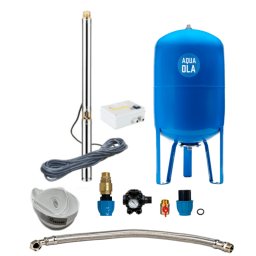 Házi vízmű búvárszivattyúval Omnigena AQUA ST 3T-46 / 80L - RTS homoktűrő mélykúti szivattyúval, 230V