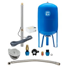 Házi vízmű búvárszivattyúval Omnigena AQUA ST 3T-46 / 100L - RTS homoktűrő kút szivattyú, 230V