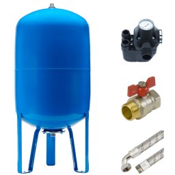 Vízmű készlet 100L AQUA OLA álló házi vízmű szett nyomáskapcsolóval és tömlővel, 6 bar