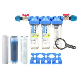 Szűrőkészlet Senior 10 "TRIO. Csatlakozókészlet 1". Szennyeződés-, szag- és ízszűrés (LA-SX) Atlas Filtri 3-lépcsős vízszűrő