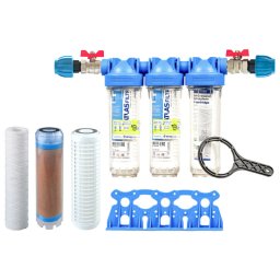 Szűrőkészlet Senior 10 "TRIO. Csatlakozókészlet 1". Szennyeződésszűrés, vas és mangán redukciója (FE SX) ATLAS Filtri vízszűrő