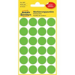 Etikett címke, O18mm, visszaszedhető, 24 címke/ív, 4 ív/doboz, Avery fű zöld