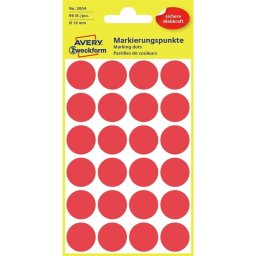 Etikett címke, o18mm, jelölésre, 24 címke/ív, 4 ív/doboz, Avery piros