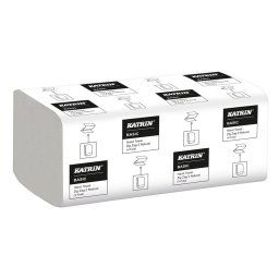 Kéztörlő 2 rétegű V hajtogatású 200 lap/csomag 20 csomag/karton Basic Handypack Katrin_35564 fehérített