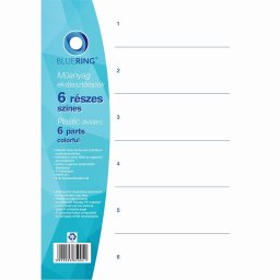 Elválasztólap, színes műanyag 6 részes Bluering®