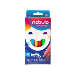 Filctoll készlet, 12 színes, jumbo háromszög, NEBULO