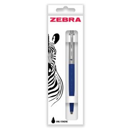 Golyóstoll nyomógombos 0,7mm, dobozban kék test, Zebra 901, írásszín kék