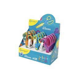 Olló iskolai CONNECT, 13cm-es, gumírozott fogóval, műa. élvédővel, 12db/display