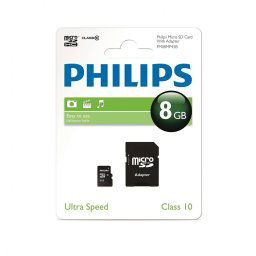 Memóriakártya 8gb micro SDHC + adapter CLASS10 PHILIPS