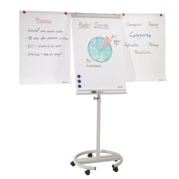 Flipchart tábla mobil 68x105cm, mágneses, 2 db segédkarral, 5 görgős Premium line F2400/N Franken