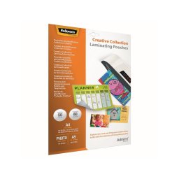 Lamináló fólia, 80 mikron, 5 klf. méretben 5x10 db/doboz, Admire Creativ Fellowes®