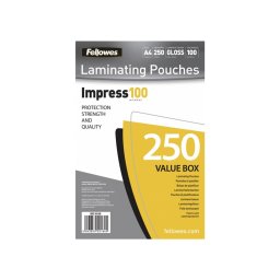 Lamináló fólia, A4, 100 mikron, fényes, 250 db/doboz, Fellowes®