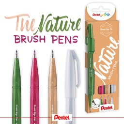 Ecsettoll, kalligrafikus hajlékony hegyű, Pentel SES15 Nature 4-es klt.
