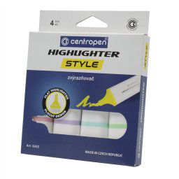 Szövegkiemelő készlet 1-4,6mm, vágott hegyű, Centropen 6252 pasztell, 4 klf. szín