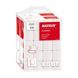 Kéztörlő 2 rétegű Z hajtogatott 200 lap/csomag 23 x 22,4 cm 20 csomag/karton Classic Handy Pack Katrin_35298 fehér