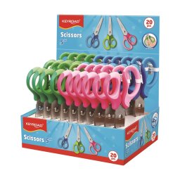 Olló 13 cm tompa fejű 20 db/display Keyroad Soft Grip vegyes színek