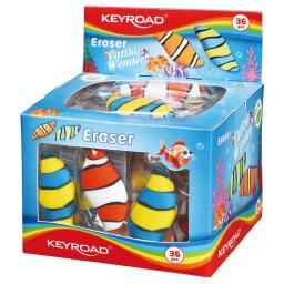 Radír, PVC mentes 36 db/display Keyroad Caribic Wonder vegyes mintázat