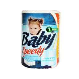 Papírtörlő konyhai 3 rétegű átmérő: 15 cm 100 lap/21 méter/tekercs 1 tekercs/csomag Baby Speedy fehér