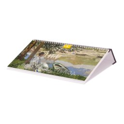 Asztali naptár fehér lapokkal 320 × 150 mm Művészet világa fekvő műbör hátlappal fekete Dayliner 2024.