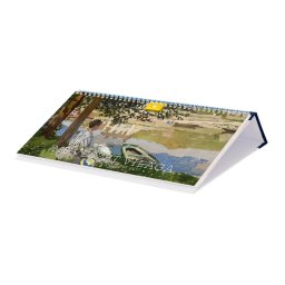 Asztali naptár fehér lapokkal 150 × 130 mm Művészet világa fekvő műbör hátlappal kék Dayliner 2024.
