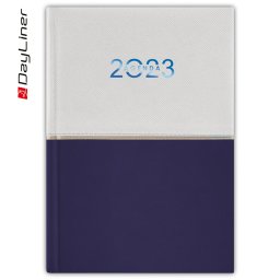 Határidőnapló Contrast A5 napi fehér lapokkal Fehér-kék Dayliner 2024.