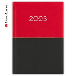 Határidőnapló Contrast A5 napi fehér lapokkal Fekete-piros Dayliner 2023.