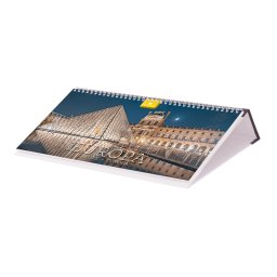 Asztali naptár fehér lapokkal 320 × 150 mm Európa fekvő műbör hátlappal fekete Dayliner 2024.