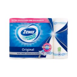 Papírtörlő konyhai 2 rétegű átmérő: 10 cm 45 lap/10,3 méter/tekercs 4 tekercs/csomag Wish&Weg Original Zewa_fehér