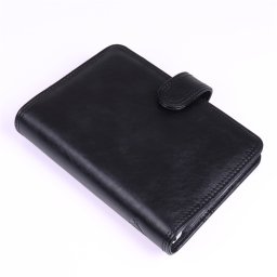 Gyűrűs kalendárium műbőr M méret 135x195 mm Realsystem fekete