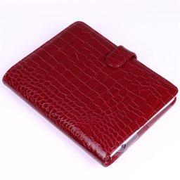 Gyűrűs kalendárium műbőr fényes mintás L méret 195x236 mm Realsystem piros