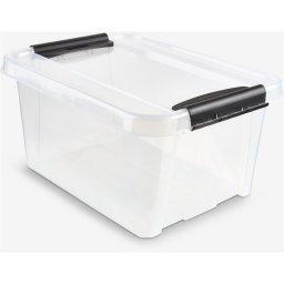 Tároló doboz műanyag 32 liter csatos átlátszó Probox
