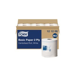 Kéztörlő 2 rétegű belsőmagos átmérő 18,7 cm 457 lap/160 m/tekercs 6 tekercs/karton Universal M2 Tork_121206 fehér