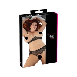 Cottelli Plus Size - gyöngyös melltartó szett (fekete)