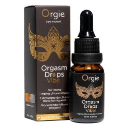 Orgie - Orgasm Drops Vibe! uniszex stimuláló gél melegítő hatással, almaízű (15 ml)