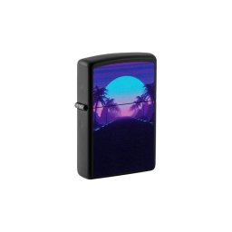 49809 Zippo öngyújtó matt fekete, naplemente, UV fényben világít