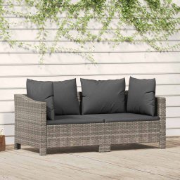 vidaXL 2 darabos szürke polyrattan kerti bútor szett párnákkal