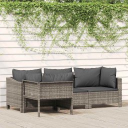 vidaXL 4 darabos szürke polyrattan kerti bútor szett párnákkal
