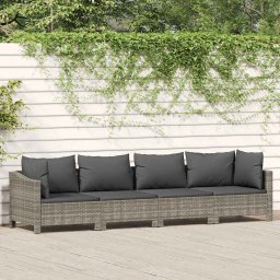 vidaXL 4 darabos szürke polyrattan kerti bútor szett párnákkal