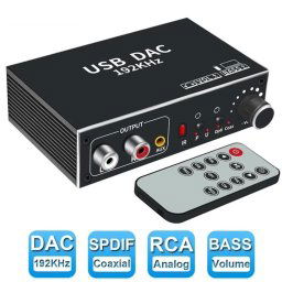 DAC digitális digitál analóg audio konverter optikai koaxiális szál SPDIF-RCA 3,5 mm-es jack hangadapter usb hangkártya